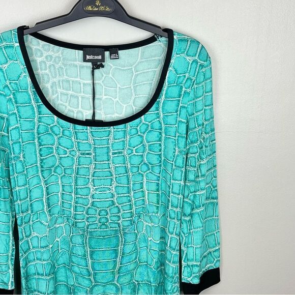Just Cavalli Blue Snake Animal Print Dress Large NWT - Picture 3 of 6